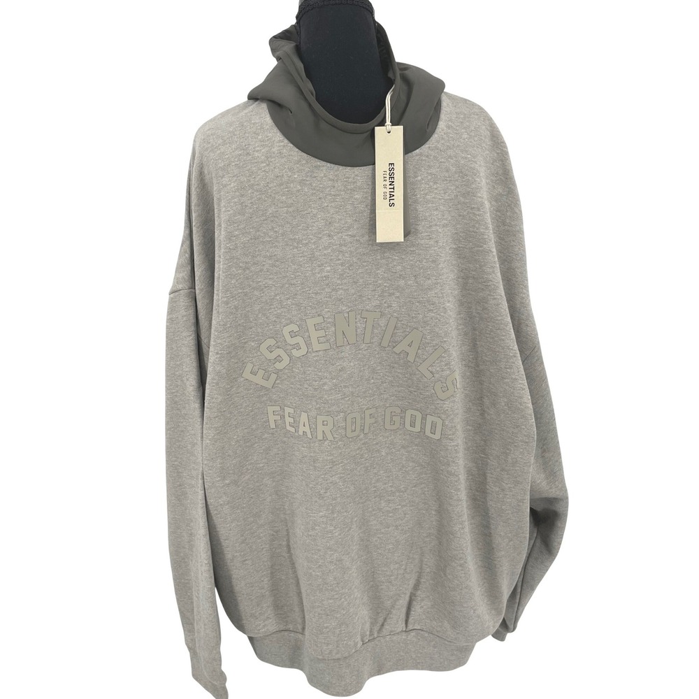 Fear of God Essentials Hoodie Mens XL Grey Contrast Hood Gorpcore Luxury NWT - Picture 4 of 16